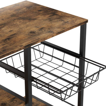 3-Tier Industrial Kitchen Baker's Rack Utility Microwave Oven Stand Storage Cart Workstation Shelf with 10 Hooks