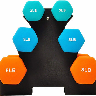 BalanceFrom Colored Neoprene Coated Dumbbell Set with Stand DB-358