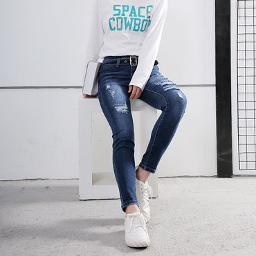 High quality skinny elastic women Jeans high waist pencil jeans long