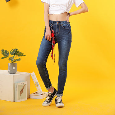 High quality skinny elastic women Jeans high waist pencil jeans long