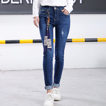 High quality skinny elastic women Jeans high waist pencil jeans long