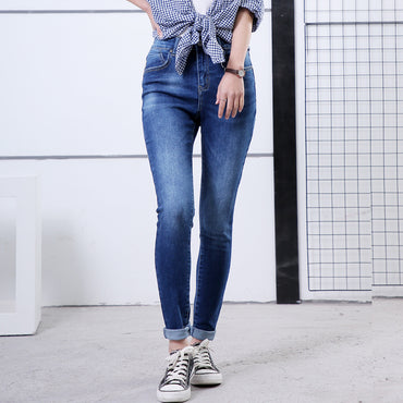 High quality skinny elastic women Jeans high waist pencil jeans long
