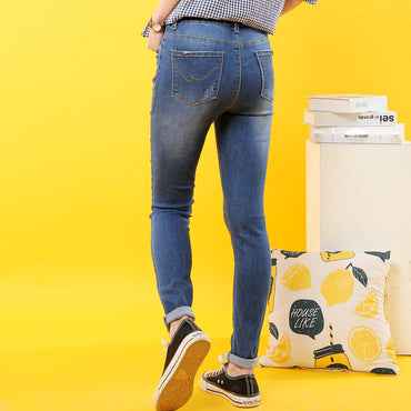 High quality skinny elastic women Jeans high waist pencil jeans long