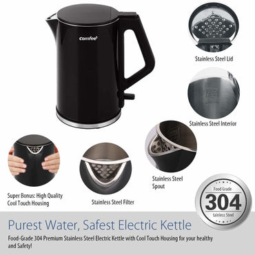 COMFEE' 1.5L Double Wall Electric Kettle 1500W