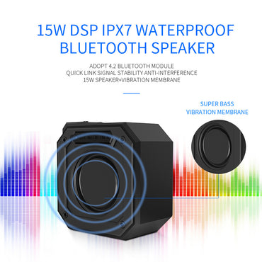 CYBORIS DSP Bluetooth 4.2+EDR 15W Wireless Speaker with 24 Hours Playtime, TWS, Dual-Driver Portable Wireless Speaker with Built-in Mic, Deep Bass for Outdoor Indoor Home-Blue