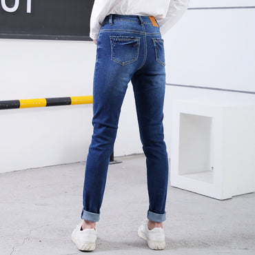High quality skinny elastic women Jeans high waist pencil jeans long