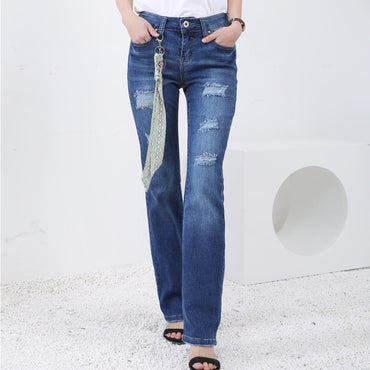 High quality skinny elastic women Jeans high waist pencil jeans long