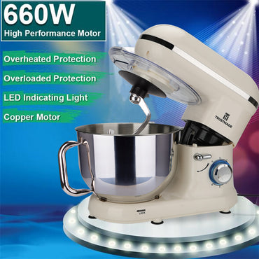 5.8QT 6 Speed Control Electric Stand Mixer with Stainless Steel Mixing Bowl Food Mixer TRUSTMADE