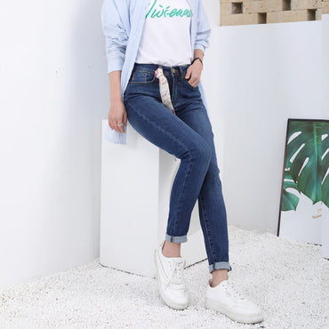 High quality skinny elastic women Jeans high waist pencil jeans long