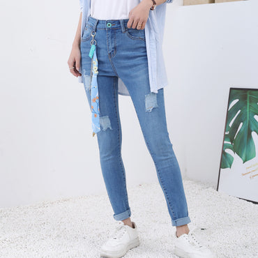 High quality skinny elastic women Jeans high waist pencil jeans long