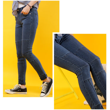 ladies slub stretch jeans women jeans skinny high waist long jeans