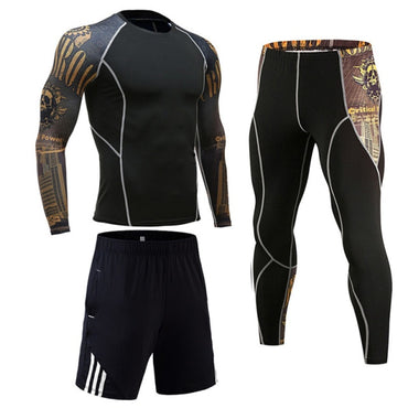 3 Pcs/Set Men's Tracksuit Gym Fitness Compression Sports Suit Clothes Running Jogging Sport Wear Exercise Workout Tights