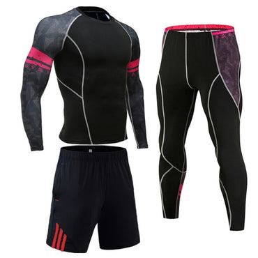 3 Pcs/Set Men's Tracksuit Gym Fitness Compression Sports Suit Clothes Running Jogging Sport Wear Exercise Workout Tights