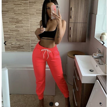 Women Casual Sweatpants Jogger Dance Harem Pants Sports Baggy Trousers solid fitness pants Casual Girls Drawstring Long Pants