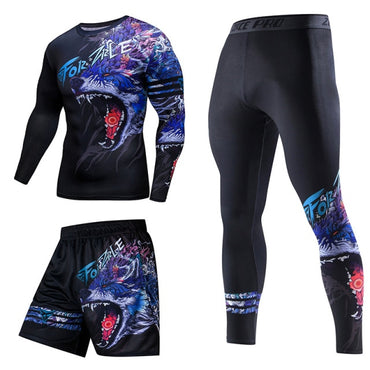 ZRCE Chinese Style Men's Tracksuit Gym Fitness Compression Sports Suit Clothes Running Jogging Sport Wear Exercise Workout Set