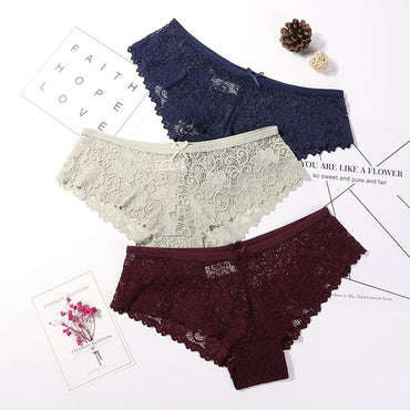 3 Pcs Panties for Woman Underwear Sexy Lace Breathable Soft Lingerie Female Briefs Panty Sexy Transparent Women's Underpants