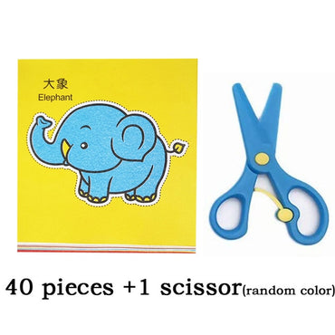 48pcs Children Cartoon DIY Colorful Paper Cutting Folding Toys kingergarden Kids Educational Art Craft with scissor Tools Gifts