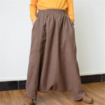 Women Harem Pants Trousers Boho Mid Waist Pants Women Solid Check Pants Baggy Wide Leg Casual Capris 2021