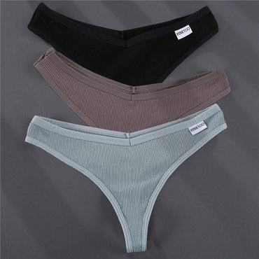 3PCS/Set G-string Panties Cotton Women's Underwear Sexy Panties Female Underpants Thong Solid Color Pantys Lingerie M-XL Design