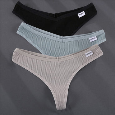 3PCS/Set G-string Panties Cotton Women's Underwear Sexy Panties Female Underpants Thong Solid Color Pantys Lingerie M-XL Design
