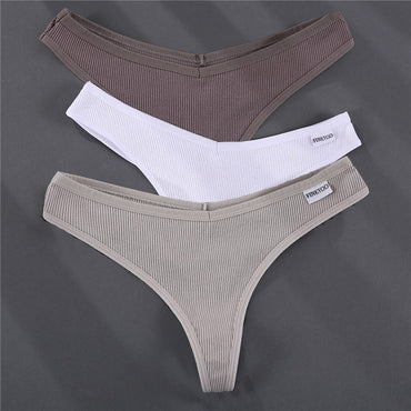 3PCS/Set G-string Panties Cotton Women's Underwear Sexy Panties Female Underpants Thong Solid Color Pantys Lingerie M-XL Design