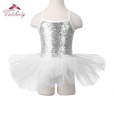 Ballerina Fairy Prom Party Costume Kids Sequined Flower Dress Girls Dance wear Gymnastic Ballet Leotard Tutu Dress