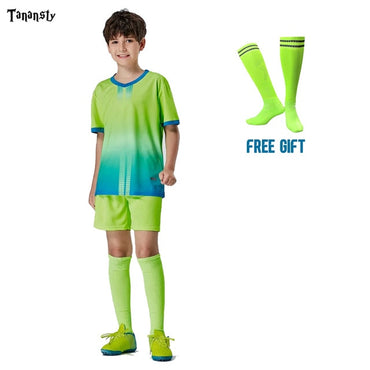 Free socks Custom Kids Soccer jerseys sets football uniform Boys 2020 Football jersey soccer Kids Joursey Sport set with socks
