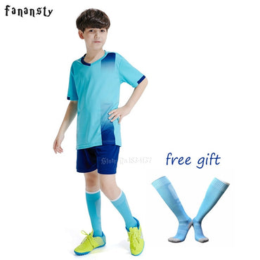 Free socks Custom Kids Soccer jerseys sets football uniform Boys 2020 Football jersey soccer Kids Joursey Sport set with socks