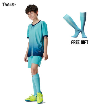 Free socks Custom Kids Soccer jerseys sets football uniform Boys 2020 Football jersey soccer Kids Joursey Sport set with socks