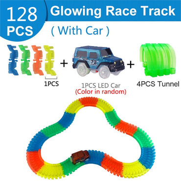 Railway Magical Glowing Flexible Track Car Toys Children Racing Bend Rail Track Led Electronic Flash Light Car DIY Toy Kids Gift