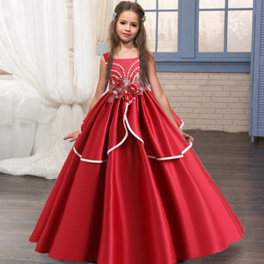 2021 Summer Flower Dress Pageant Kids Dresses For Girls Clothes Princess's Girls Dresses for Party and Wedding Prom 14 12 Year