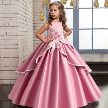 2021 Summer Flower Dress Pageant Kids Dresses For Girls Clothes Princess's Girls Dresses for Party and Wedding Prom 14 12 Year