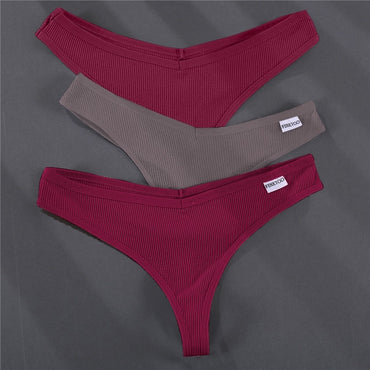3PCS/Set G-string Panties Cotton Women's Underwear Sexy Panties Female Underpants Thong Solid Color Pantys Lingerie M-XL Design