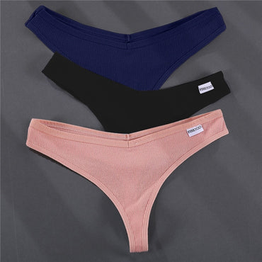 3PCS/Set G-string Panties Cotton Women's Underwear Sexy Panties Female Underpants Thong Solid Color Pantys Lingerie M-XL Design