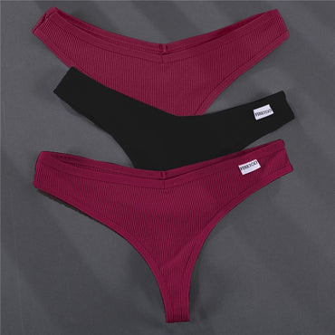 3PCS/Set G-string Panties Cotton Women's Underwear Sexy Panties Female Underpants Thong Solid Color Pantys Lingerie M-XL Design