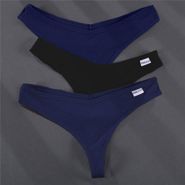 3PCS/Set G-string Panties Cotton Women's Underwear Sexy Panties Female Underpants Thong Solid Color Pantys Lingerie M-XL Design