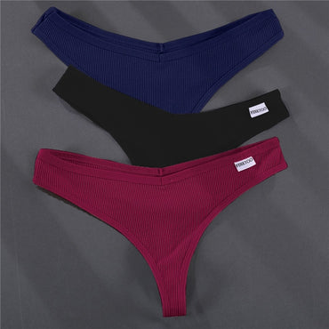 3PCS/Set G-string Panties Cotton Women's Underwear Sexy Panties Female Underpants Thong Solid Color Pantys Lingerie M-XL Design