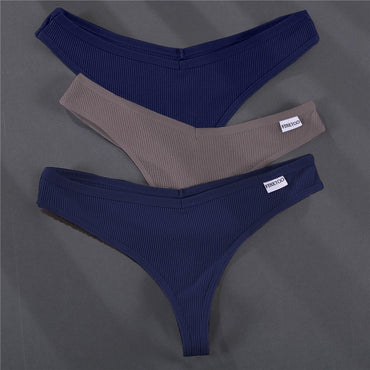 3PCS/Set G-string Panties Cotton Women's Underwear Sexy Panties Female Underpants Thong Solid Color Pantys Lingerie M-XL Design