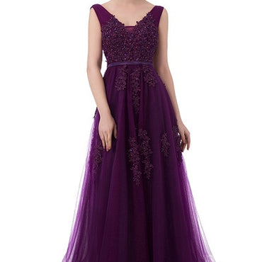 SSYFashion Hot Sell Sweet Light Blue Lace V-neck Lacing Long Evening Dress The Bride Party Sexy Backless Prom Dresses Custom