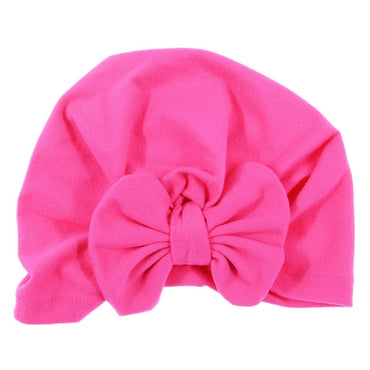 Nishine Baby Turban Hat with Bow Children Hats Cotton Blend Newborn Beanie Top Knot Caps Kids Headwear Photo Props Shower Gift