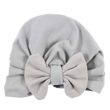 Nishine Baby Turban Hat with Bow Children Hats Cotton Blend Newborn Beanie Top Knot Caps Kids Headwear Photo Props Shower Gift