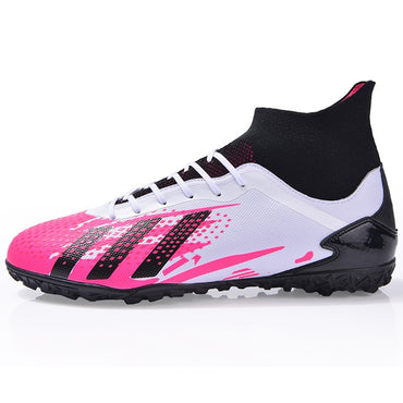 ZHENZU Turf Black Men Soccer Shoes Kids Cleats Training Football Boots High Ankle Sport Sneakers Size 35-45 Dropshipping