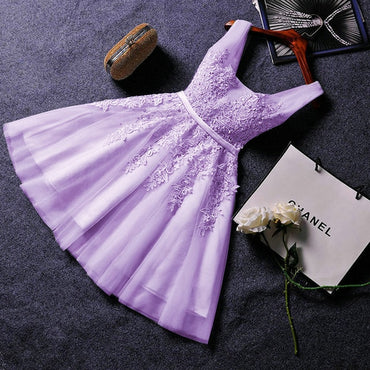 Elegant Pearl Pink Prom Dresses 2020 Sexy Prom Dress Short V Neck Appliques Beading Lace Up Knee-Length Graduation Party Gowns
