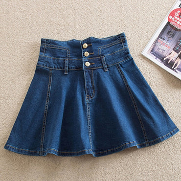 Denim Skirt With Ruffles 6XL 7XL Plus Size Jeans Skater Woman High Waist Bottom Female Casual Pleated Micro Mini Short Jurken
