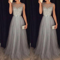 Imcute Elegant Dress for Women Evening Party Mesh Sleeveless High Waist Sequins Shinning Wedding Ball Prom Gown Long Vestidos