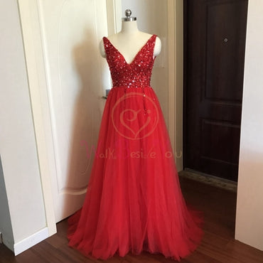 Beading Prom Dresses 2021 Plus Size Pink High Split Tulle Sweep Train Sleeveless Evening Gown A-line Lace Up Backless Vestido De