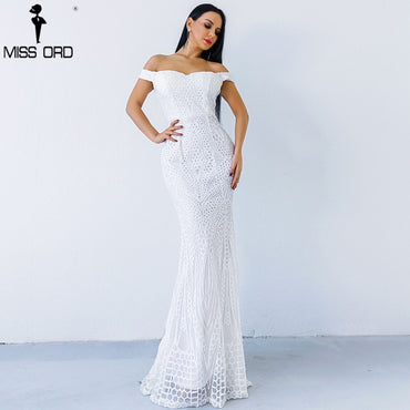 Missord 2021 Summer Sexy Bra Evening Party Dress Sequin Maxi Off Shoulder Bodycon Elegant Wedding Women Long Prom Dresses Gold