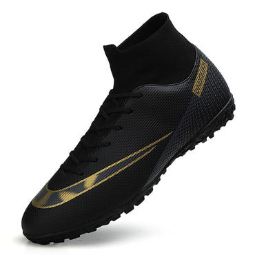 ZHENZU Turf Black Men Soccer Shoes Kids Cleats Training Football Boots High Ankle Sport Sneakers Size 35-45 Dropshipping