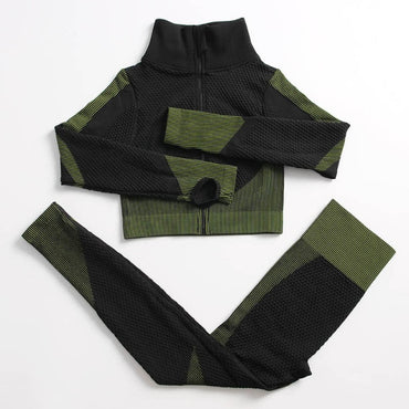 Yoga Sets Women Fitness Sportswear Seamless Women's Suit Outfit Long Sleeve Yoga Clothing Female Sport Gym Wear Running Clothes