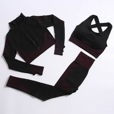 Yoga Sets Women Fitness Sportswear Seamless Women's Suit Outfit Long Sleeve Yoga Clothing Female Sport Gym Wear Running Clothes
